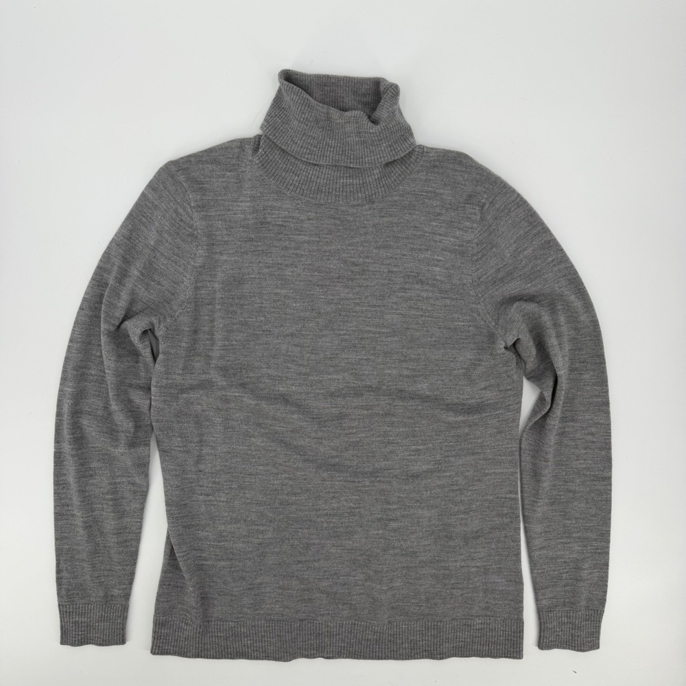 Pendleton Gray 100% Merino Wool Turtleneck Sweater Petite Large L P Heather Knit